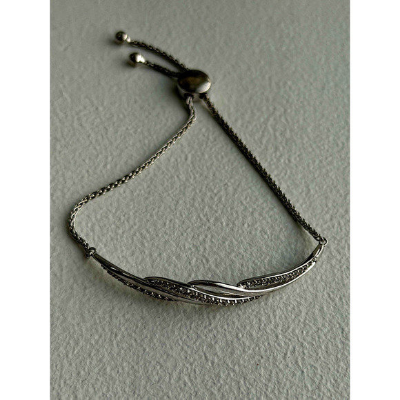 Adjustable 925 Sterling Silver White Colorless Beryl Bracelet